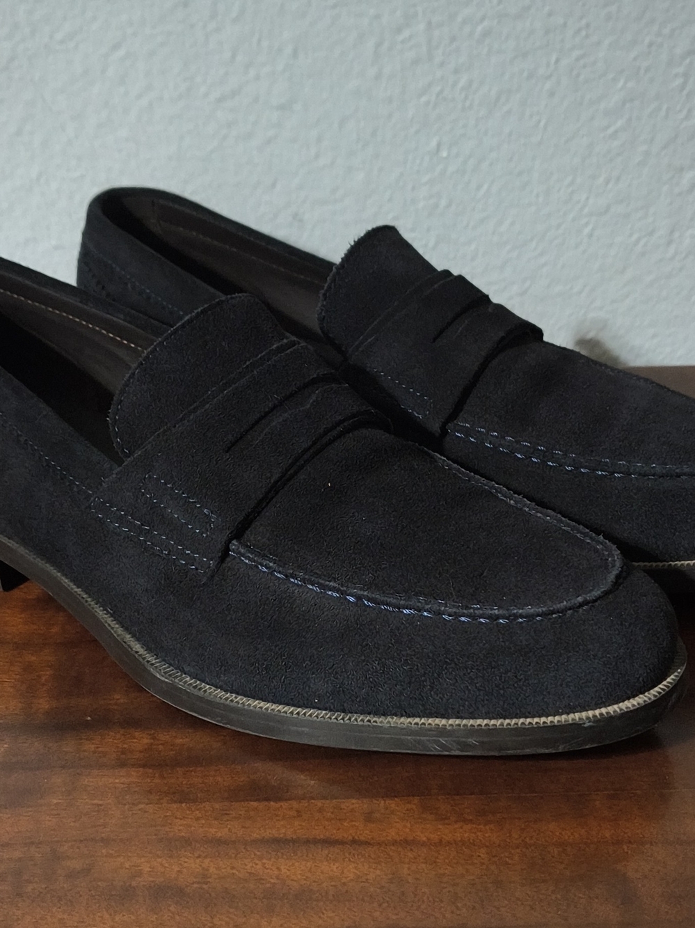 Massimo Dutti Navy Blue Suede Slip-On Loafer Dress Shoes EU 43 US 10